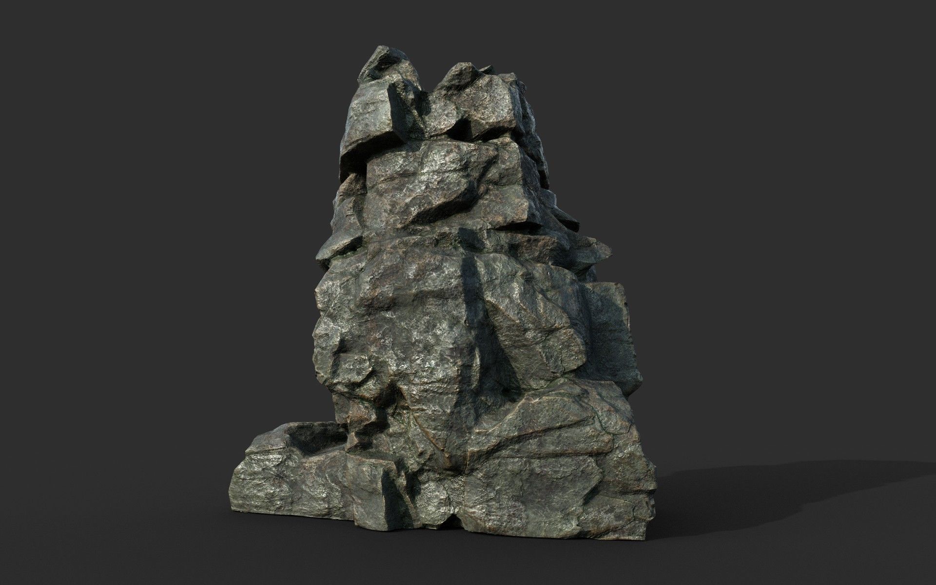 Low poly Cracked Rock B 210221 Low-poly 3D model_37
