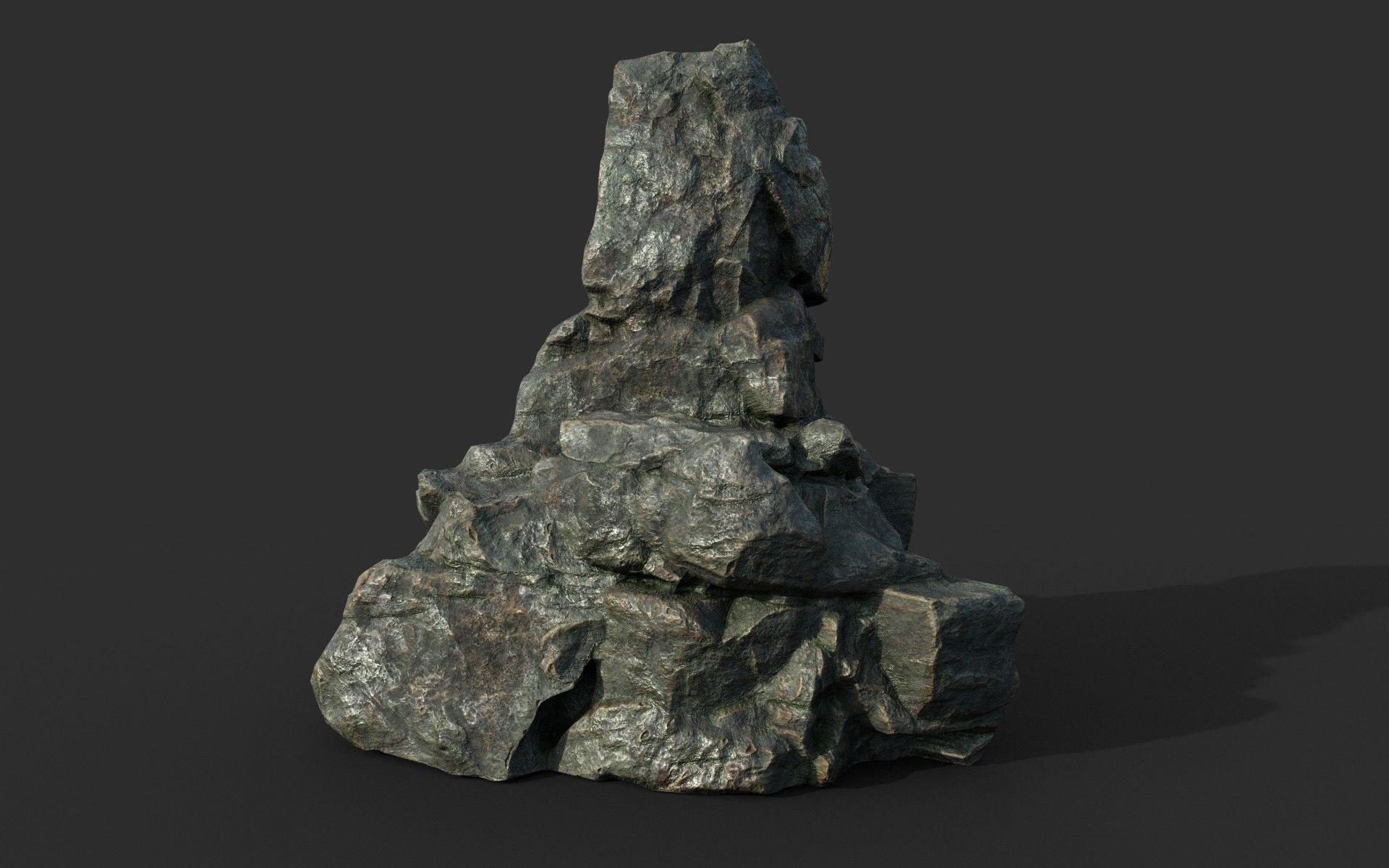 Low poly Cracked Rock B 210221 Low-poly 3D model_47
