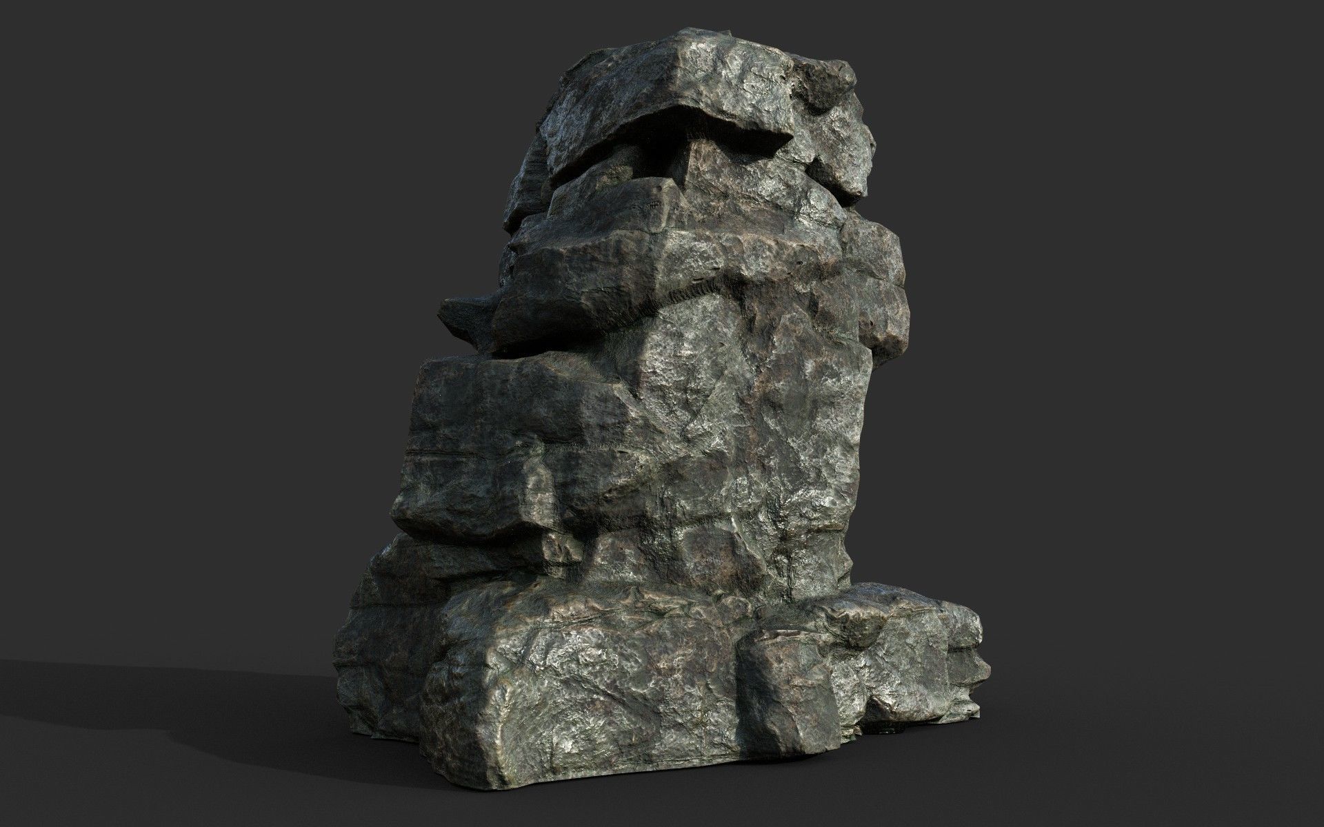Low poly Cracked Rock B 210221 Low-poly 3D model_38