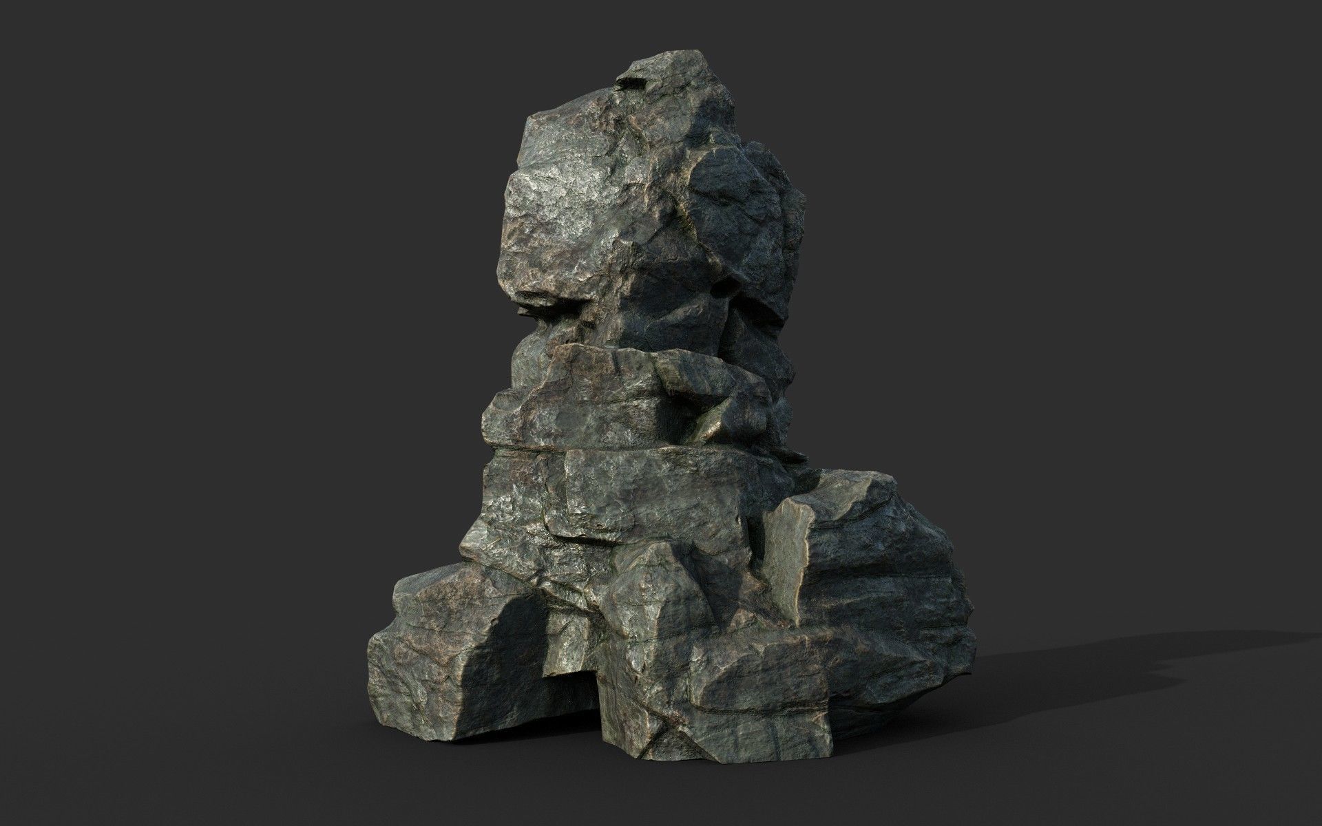 Low poly Cracked Rock B 210221 Low-poly 3D model_43