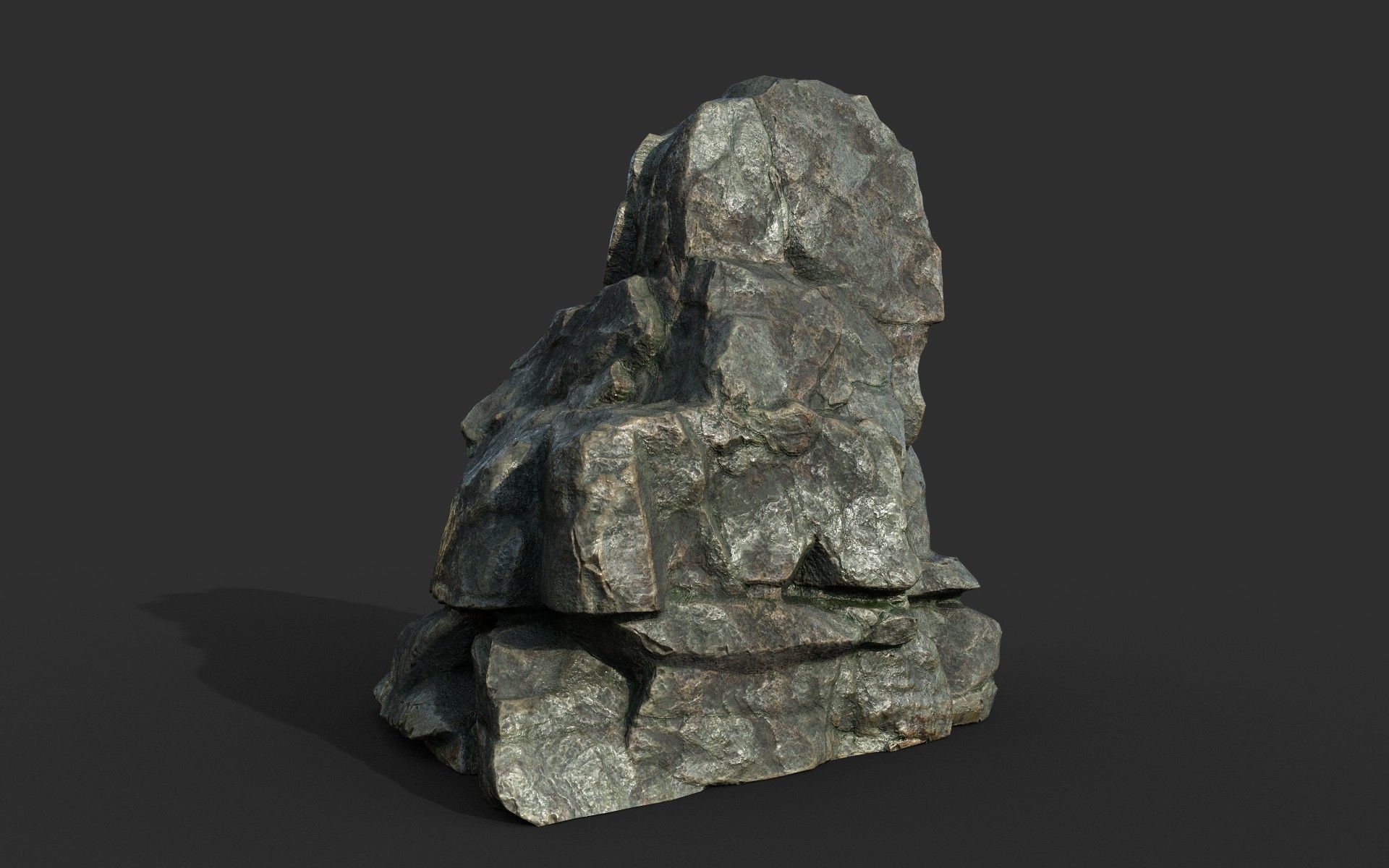 Low poly Cracked Rock B 210221 Low-poly 3D model_22
