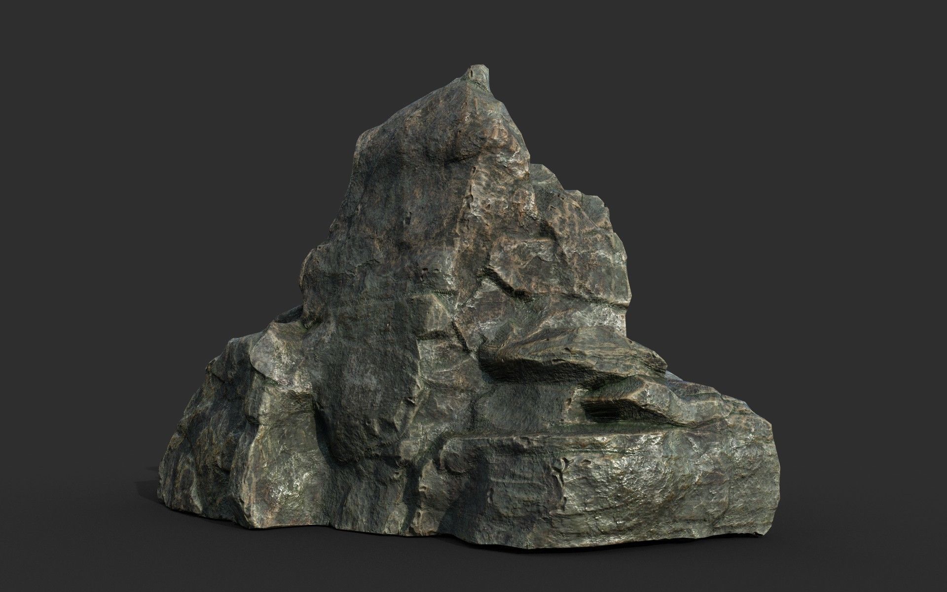 Low poly Cracked Rock B 210221 Low-poly 3D model_8