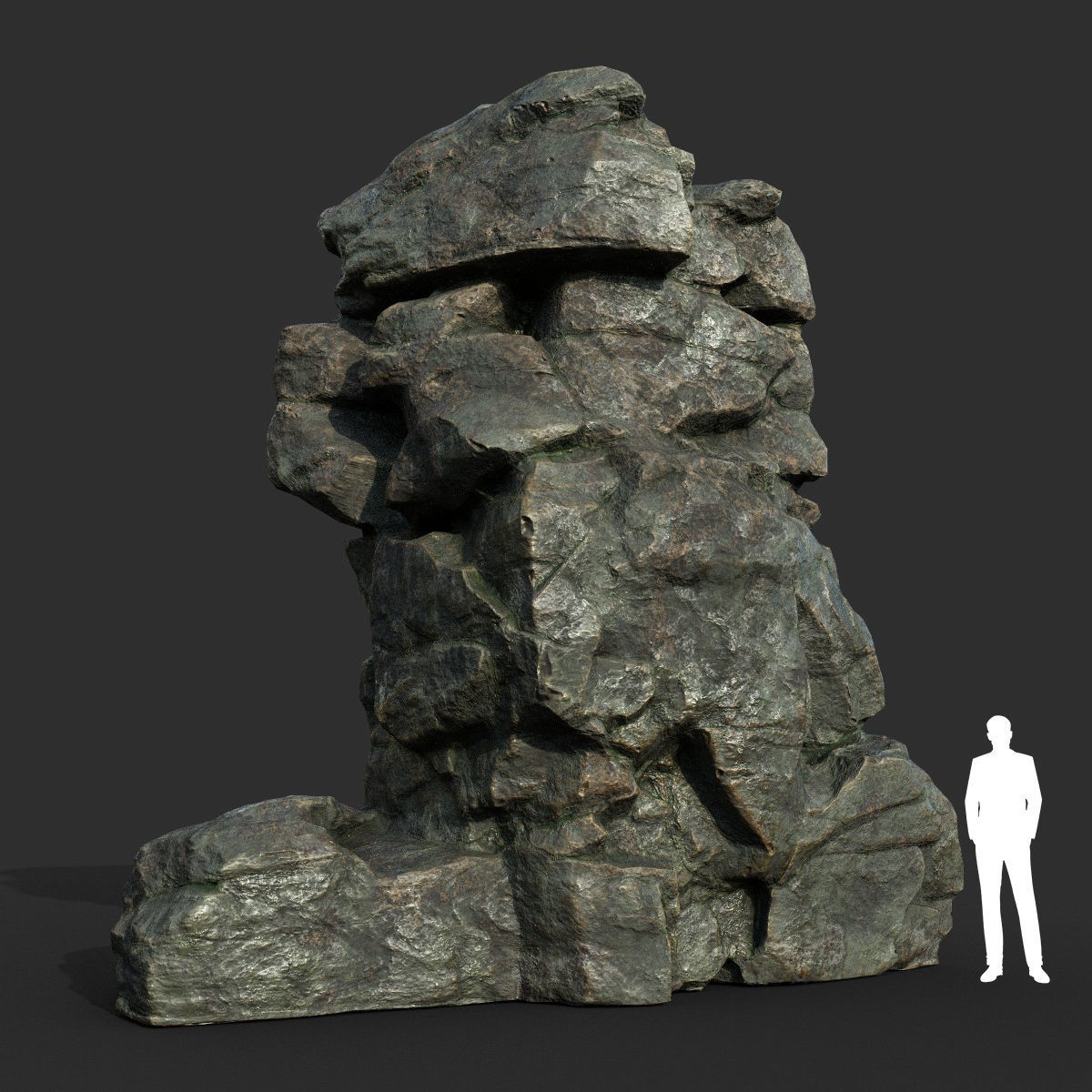 Low poly Cracked Rock B 210221 Low-poly 3D model_36