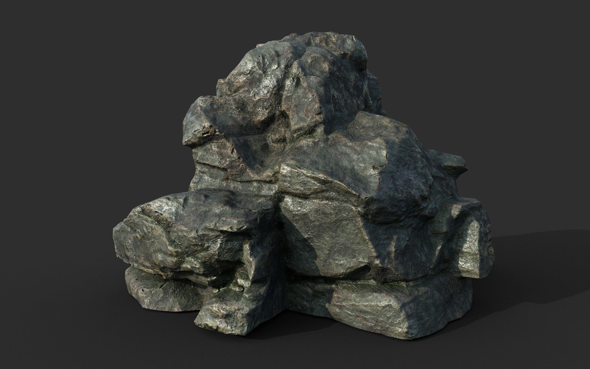 Low poly Cracked Rock B 210221 Low-poly 3D model_3