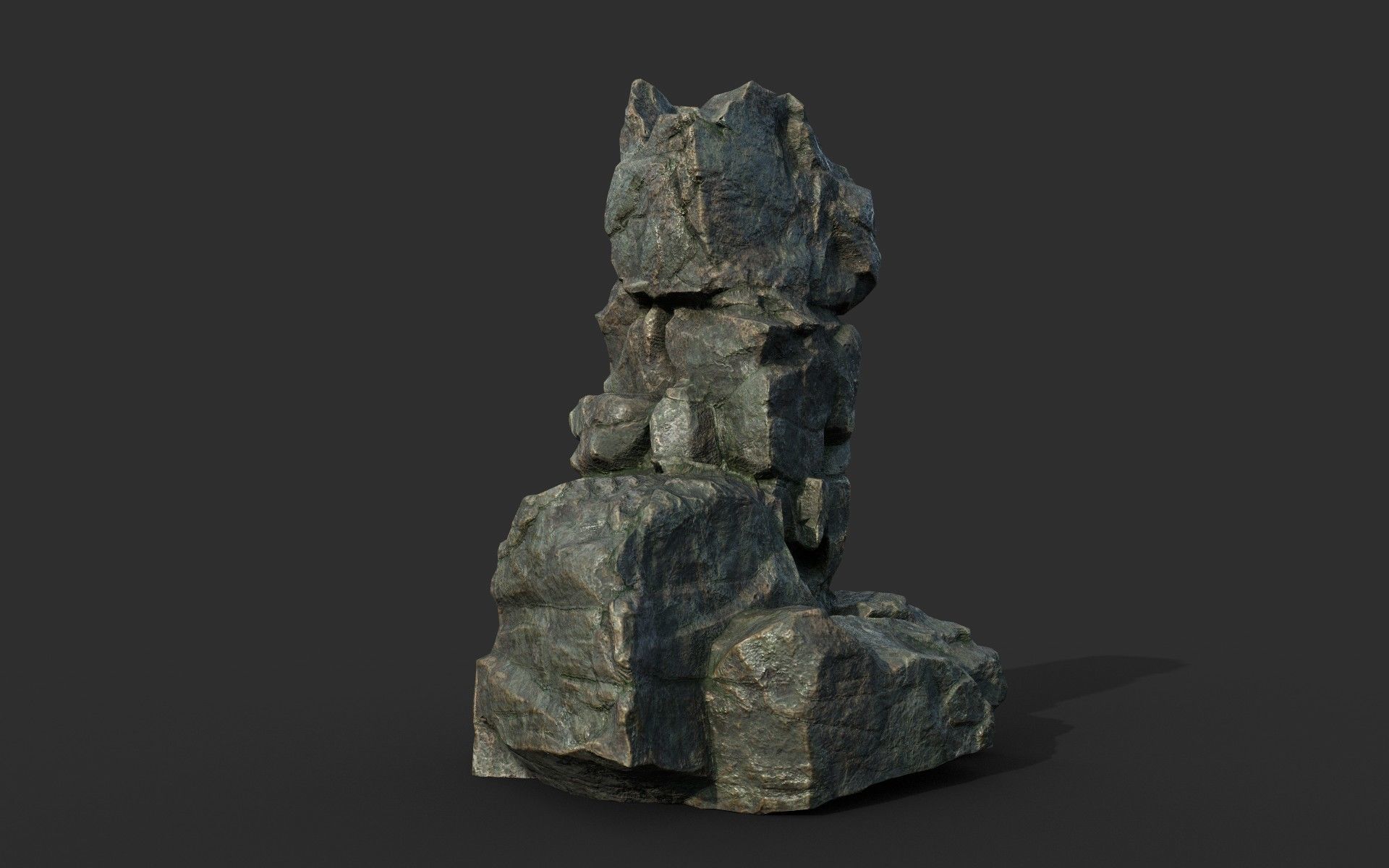 Low poly Cracked Rock B 210221 Low-poly 3D model_44