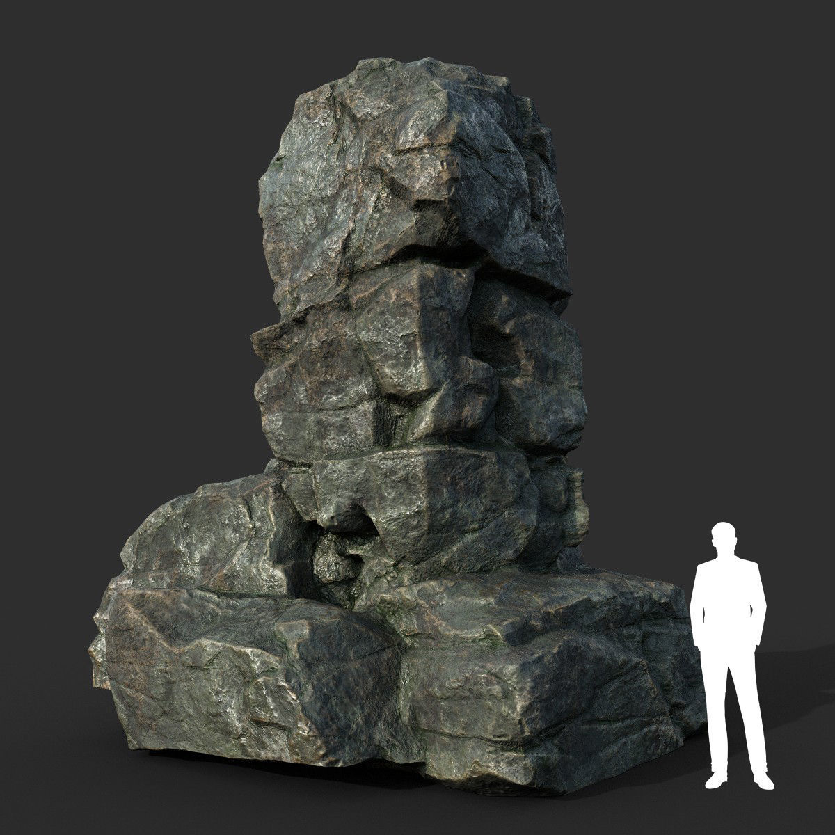Low poly Cracked Rock B 210221 Low-poly 3D model_41
