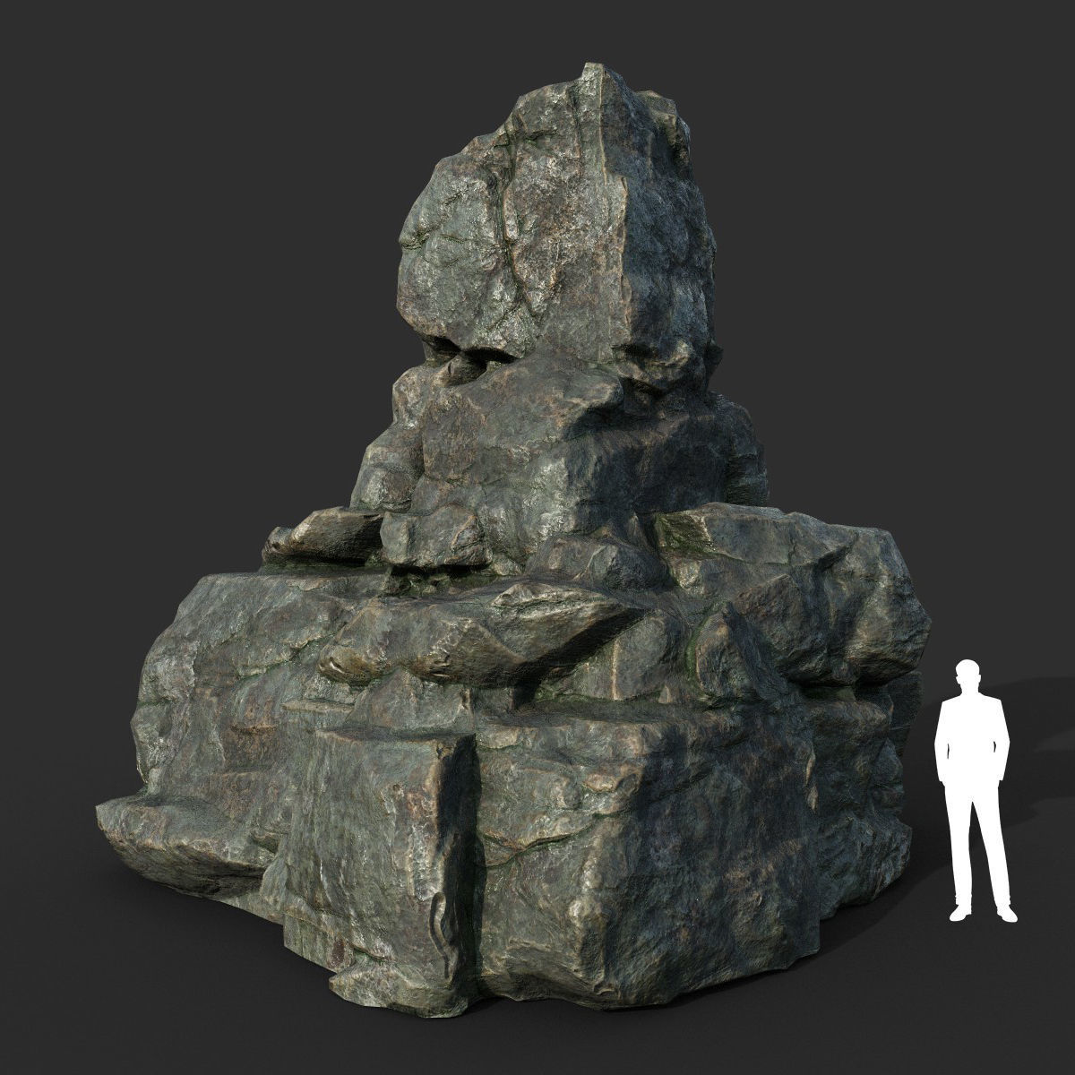 Low poly Cracked Rock B 210221 Low-poly 3D model_46