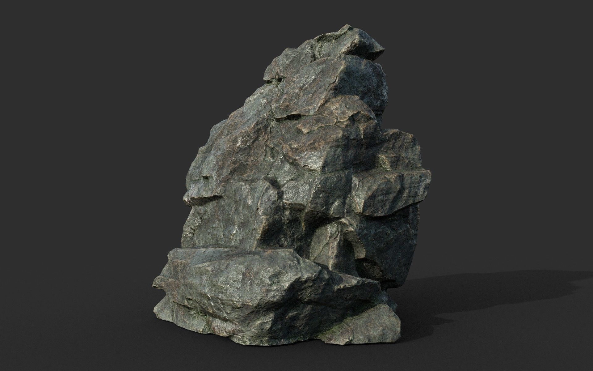 Low poly Cracked Rock B 210221 Low-poly 3D model_18