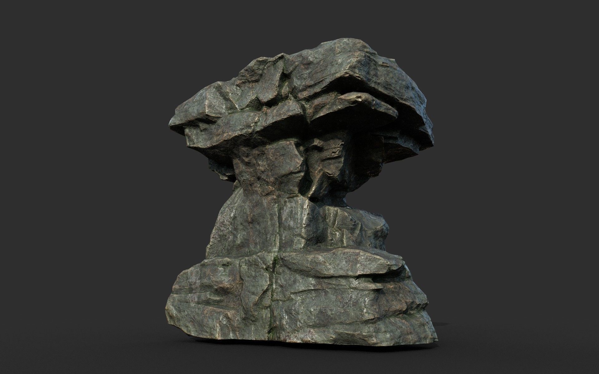 Low poly Cracked Rock B 210221 Low-poly 3D model_27