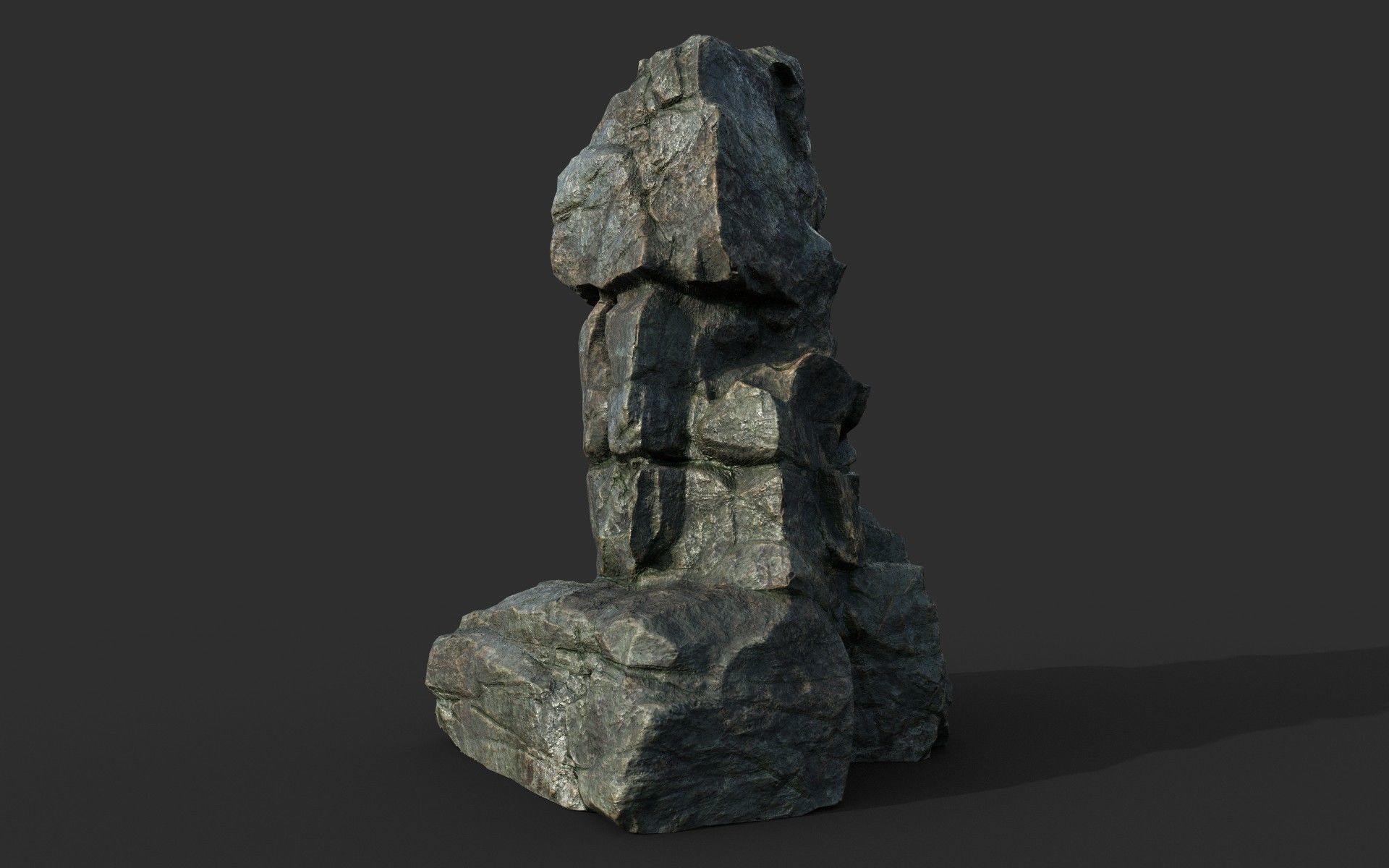 Low poly Cracked Rock B 210221 Low-poly 3D model_42