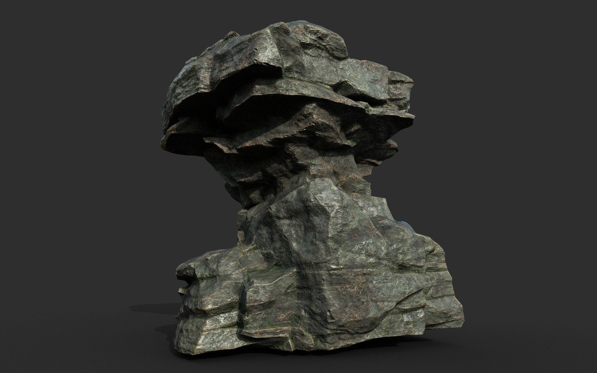 Low poly Cracked Rock B 210221 Low-poly 3D model_28