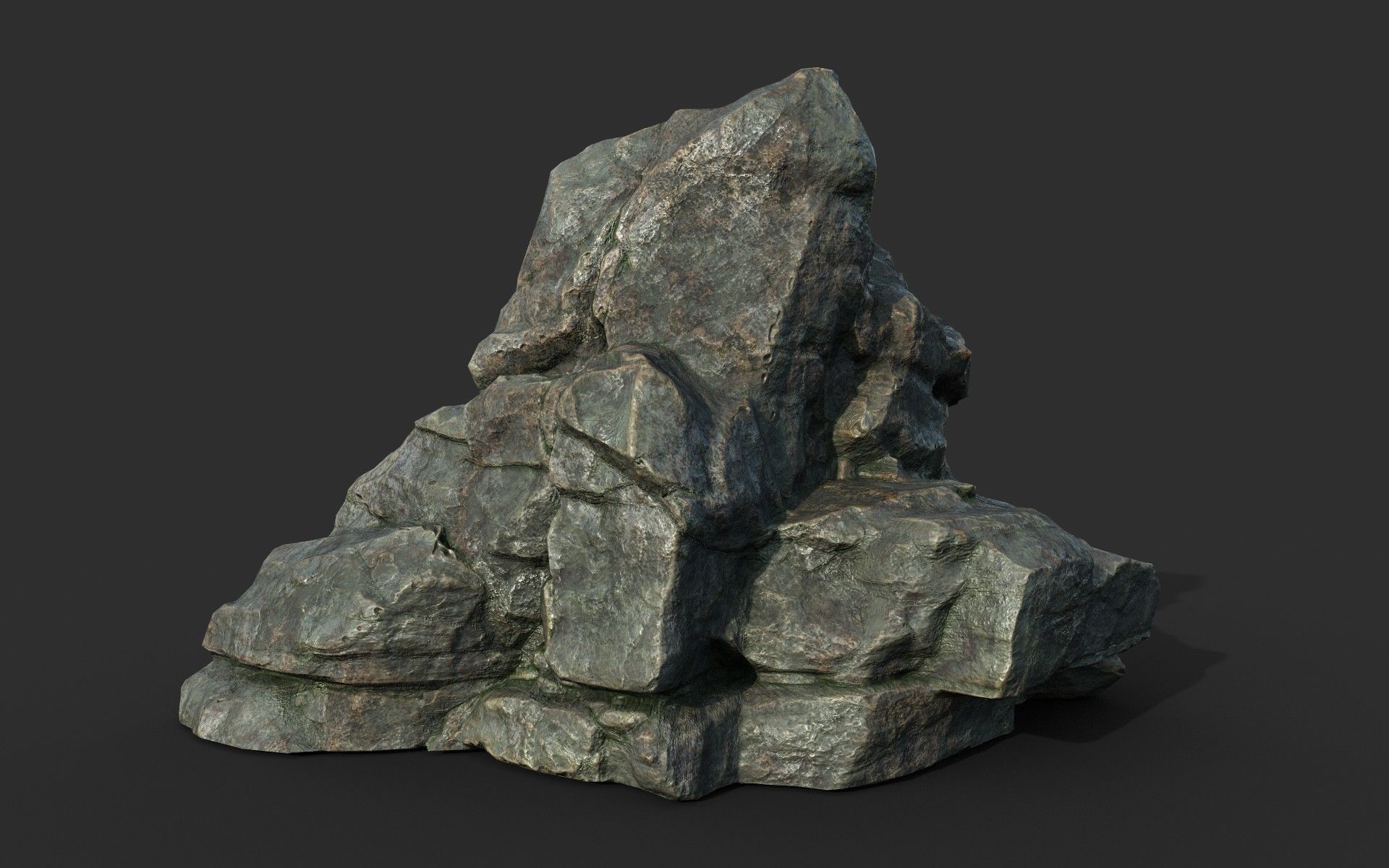 Low poly Cracked Rock B 210221 Low-poly 3D model_2