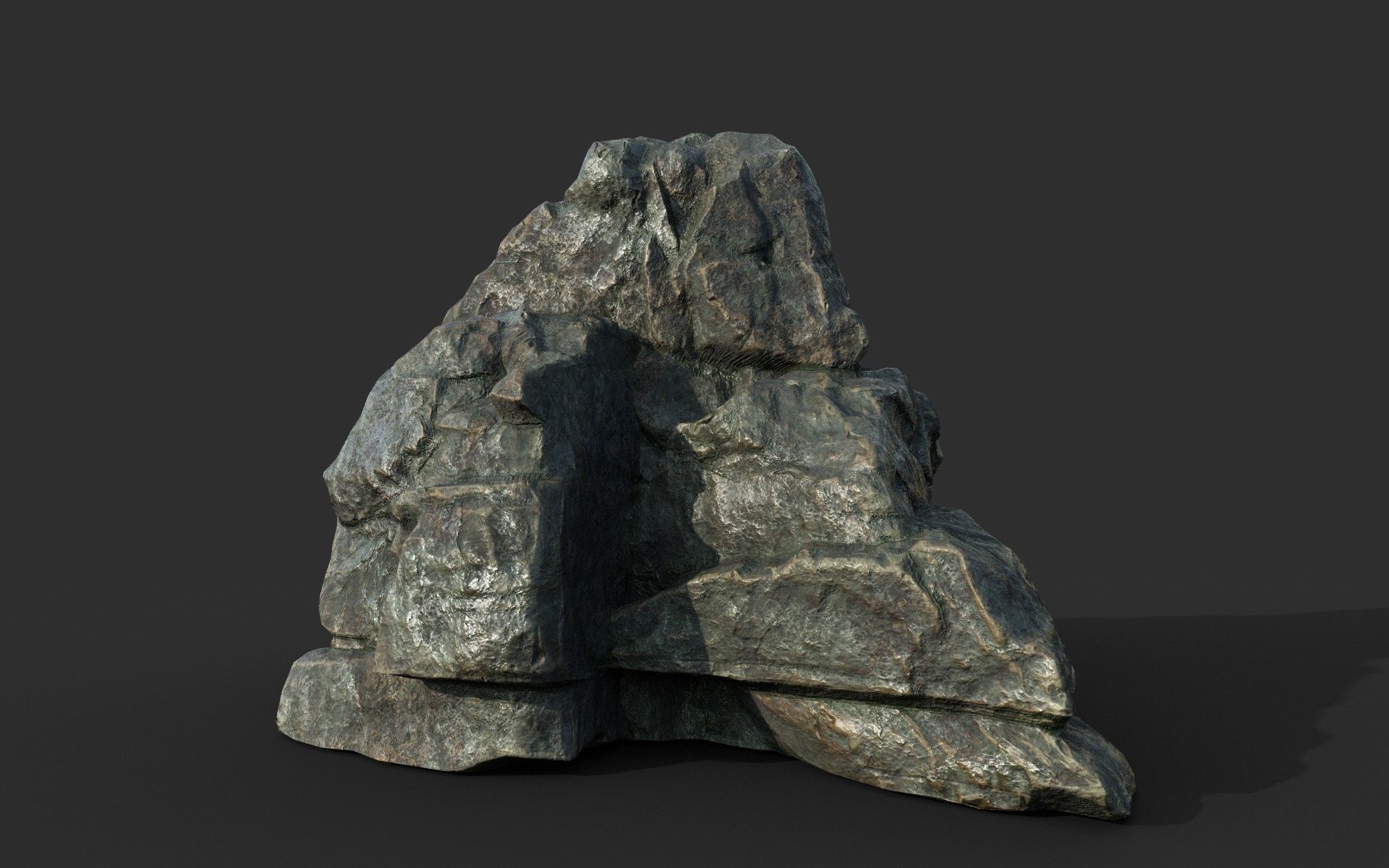 Low poly Cracked Rock B 210221 Low-poly 3D model_4