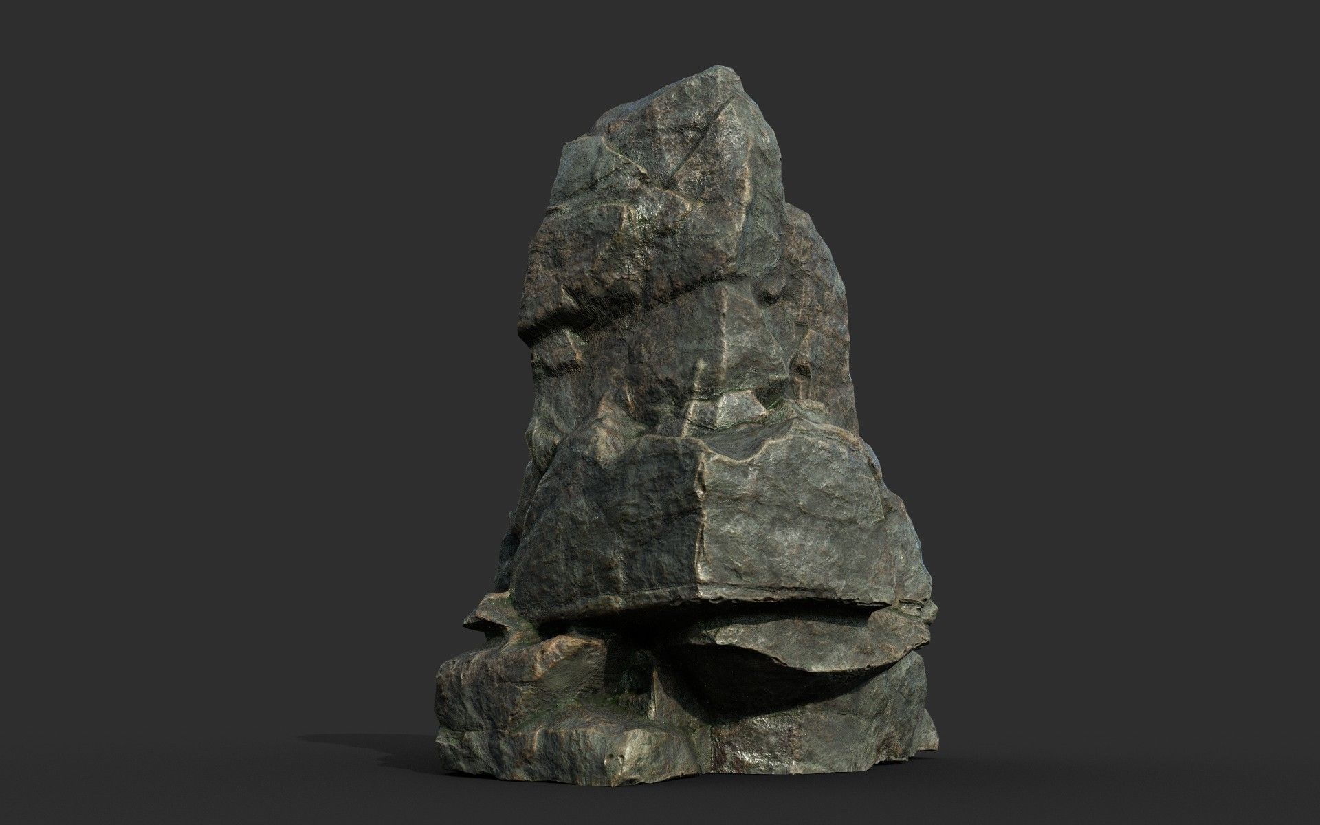 Low poly Cracked Rock B 210221 Low-poly 3D model_24