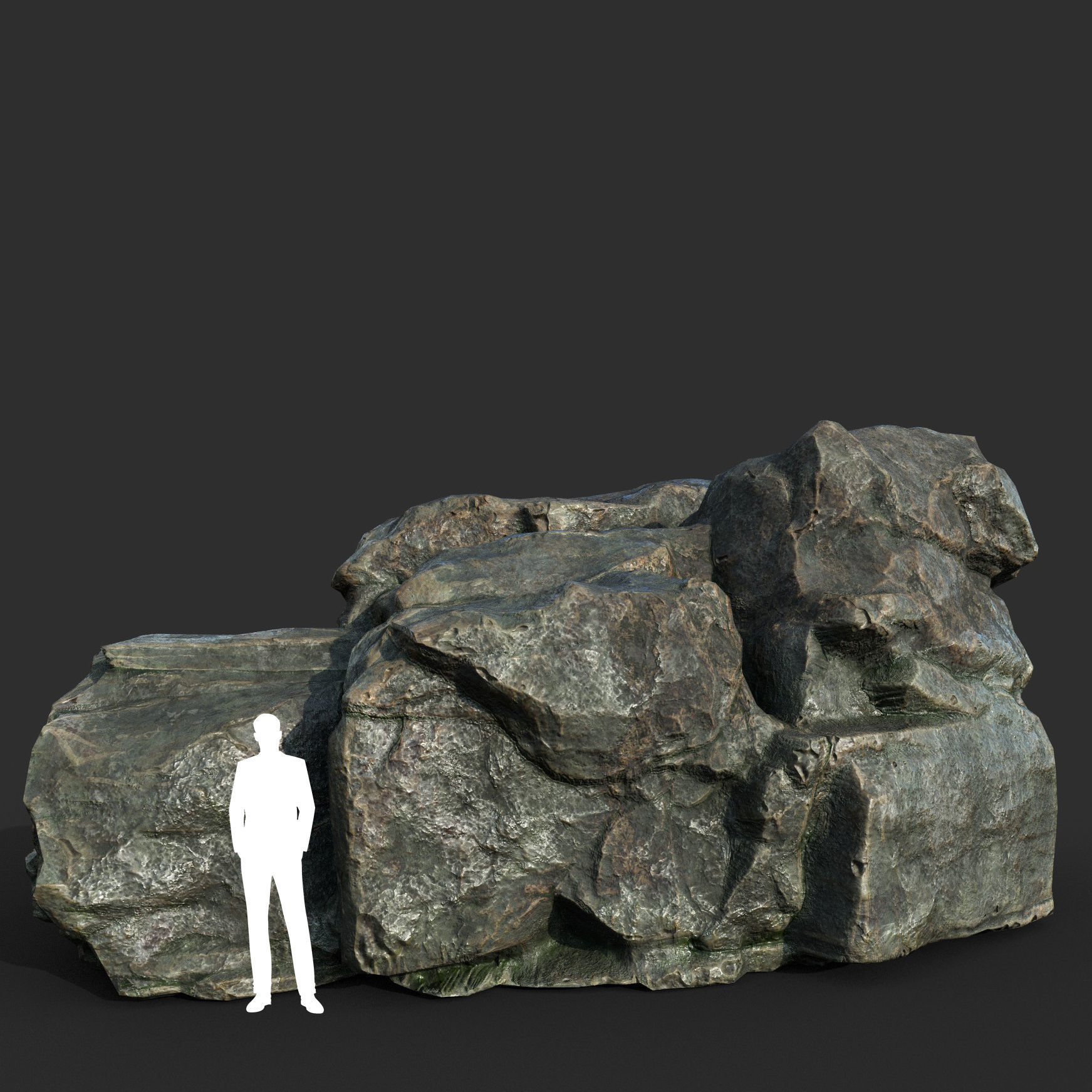 Low poly Cracked Rock B 210221 Low-poly 3D model_11