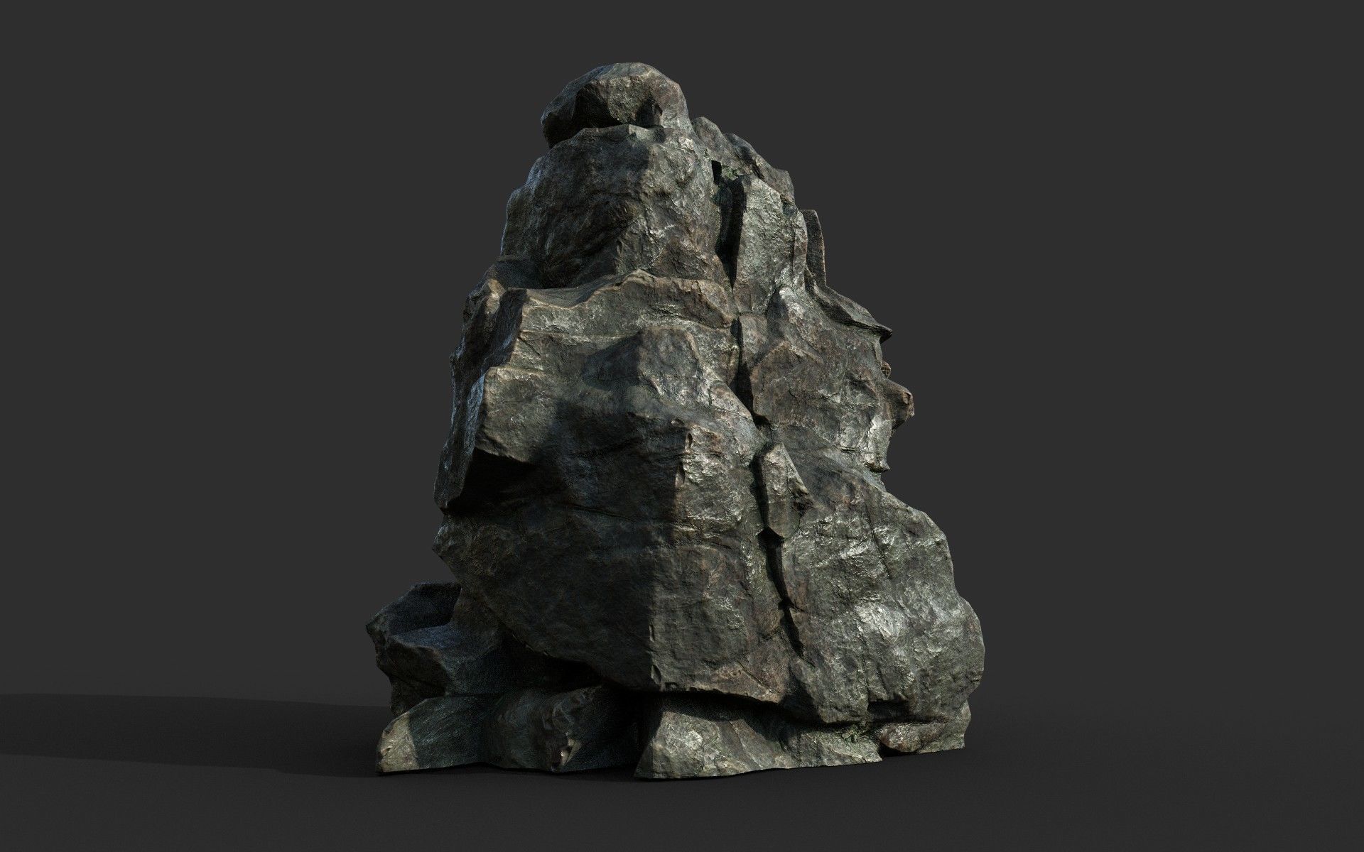 Low poly Cracked Rock B 210221 Low-poly 3D model_17
