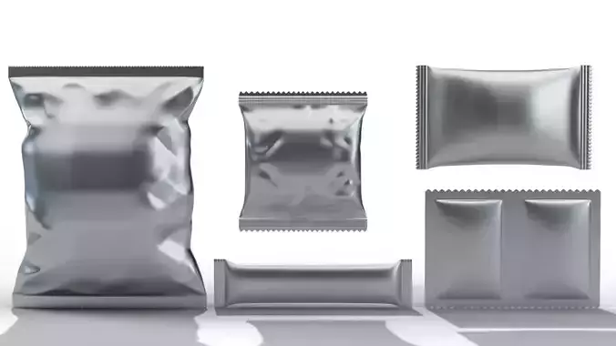 Foil Snack Packaging 5 in 1 3D Model