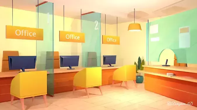 Cartoon Bank Office - Counter