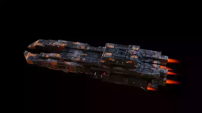 Spaceship with flames