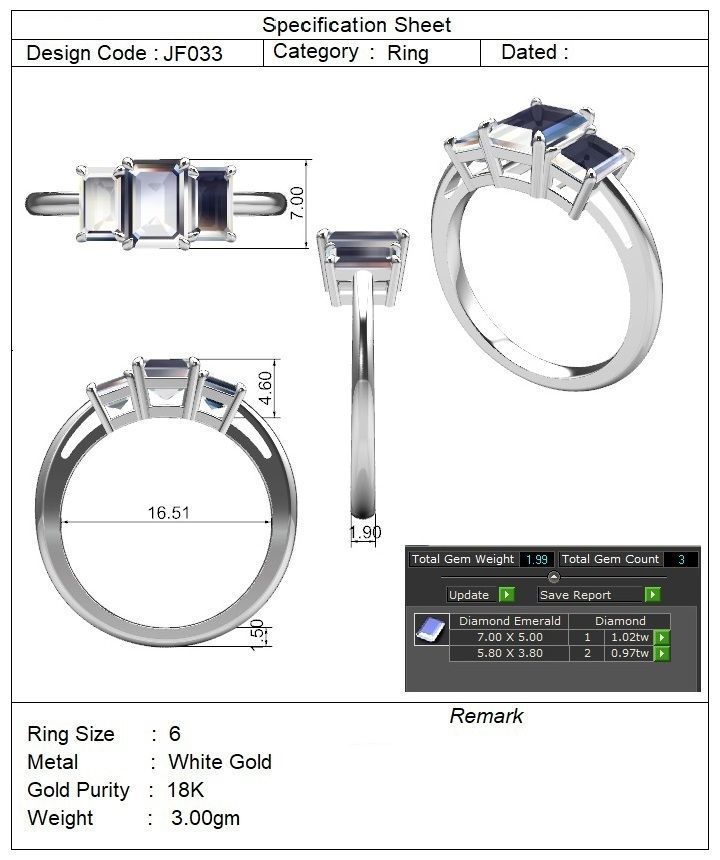 Three stone ring - JF033 3D print model_13