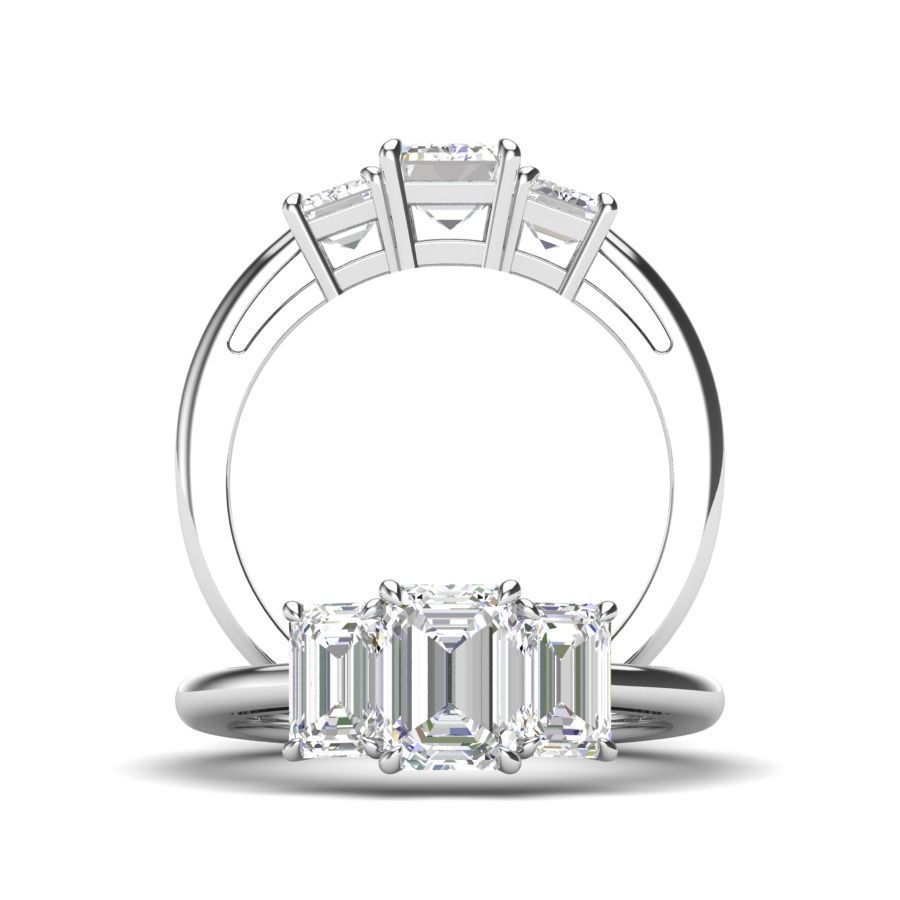 Three stone ring - JF033 3D print model_1