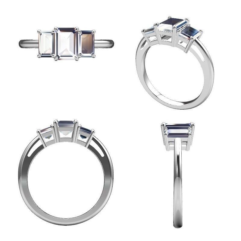 Three stone ring - JF033 3D print model_12