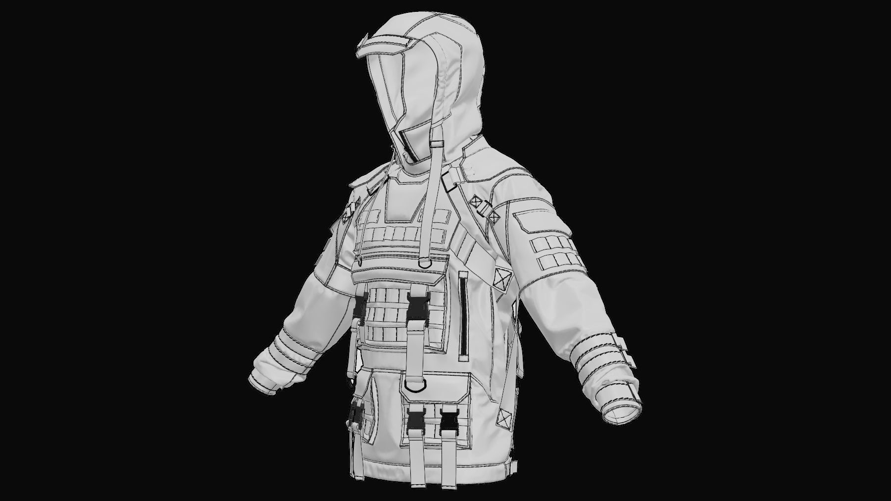 Military tactical jacket  3D model_10