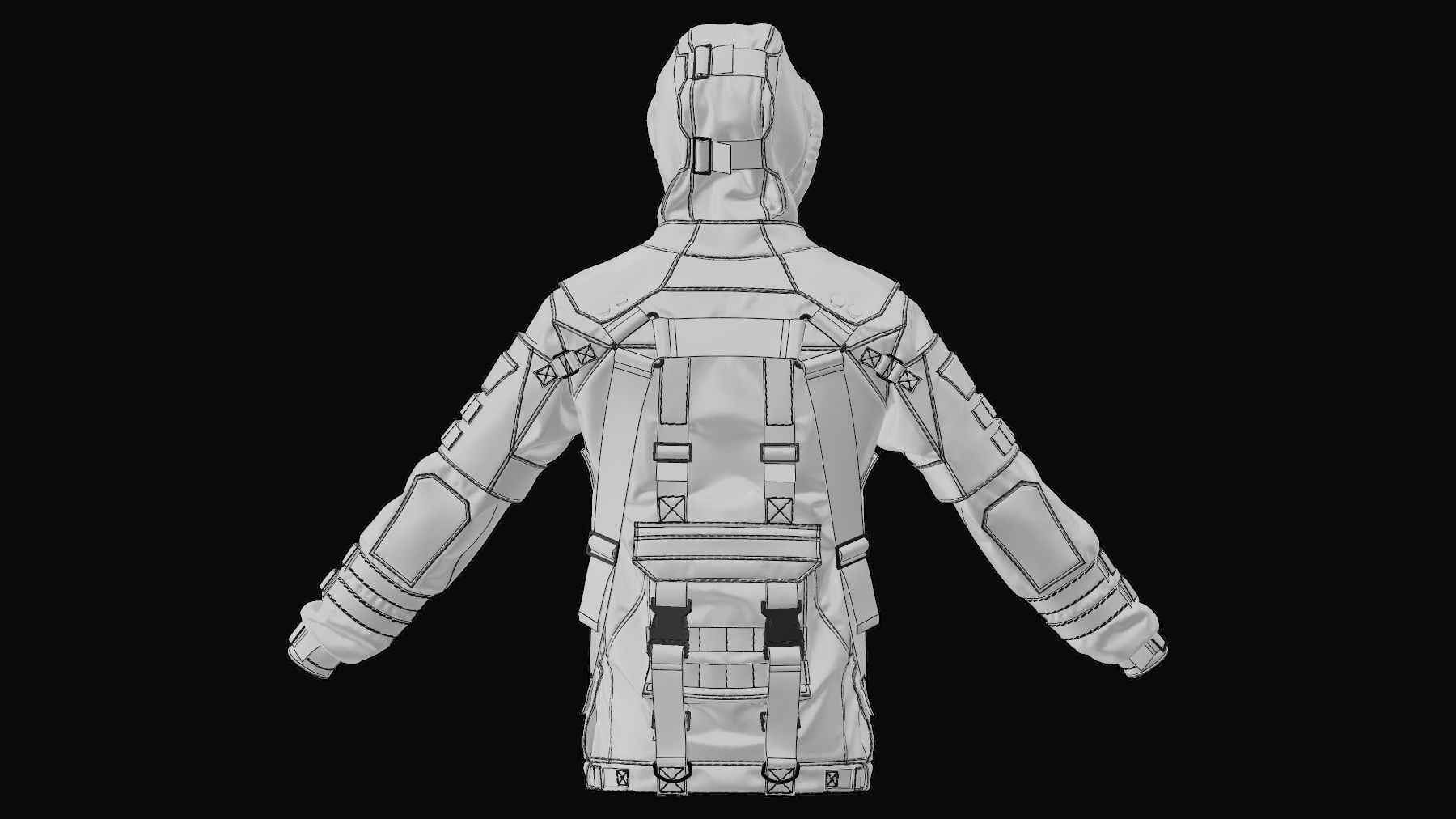 Military tactical jacket  3D model_11