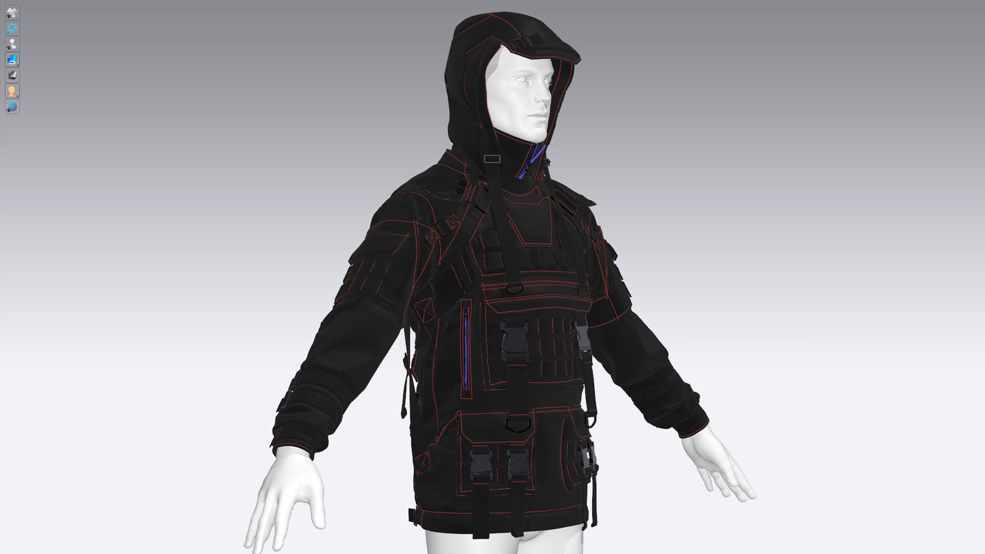 Military tactical jacket  3D model_4