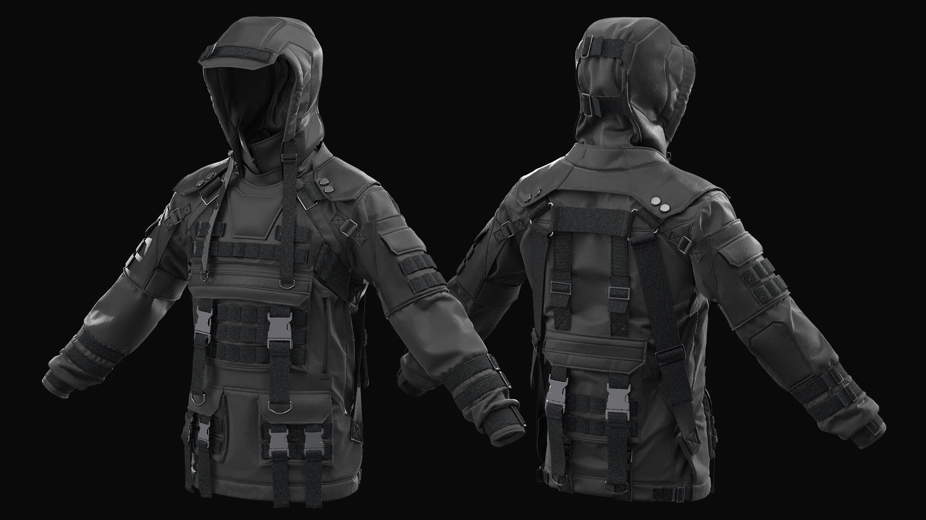 Military tactical jacket  3D model_1