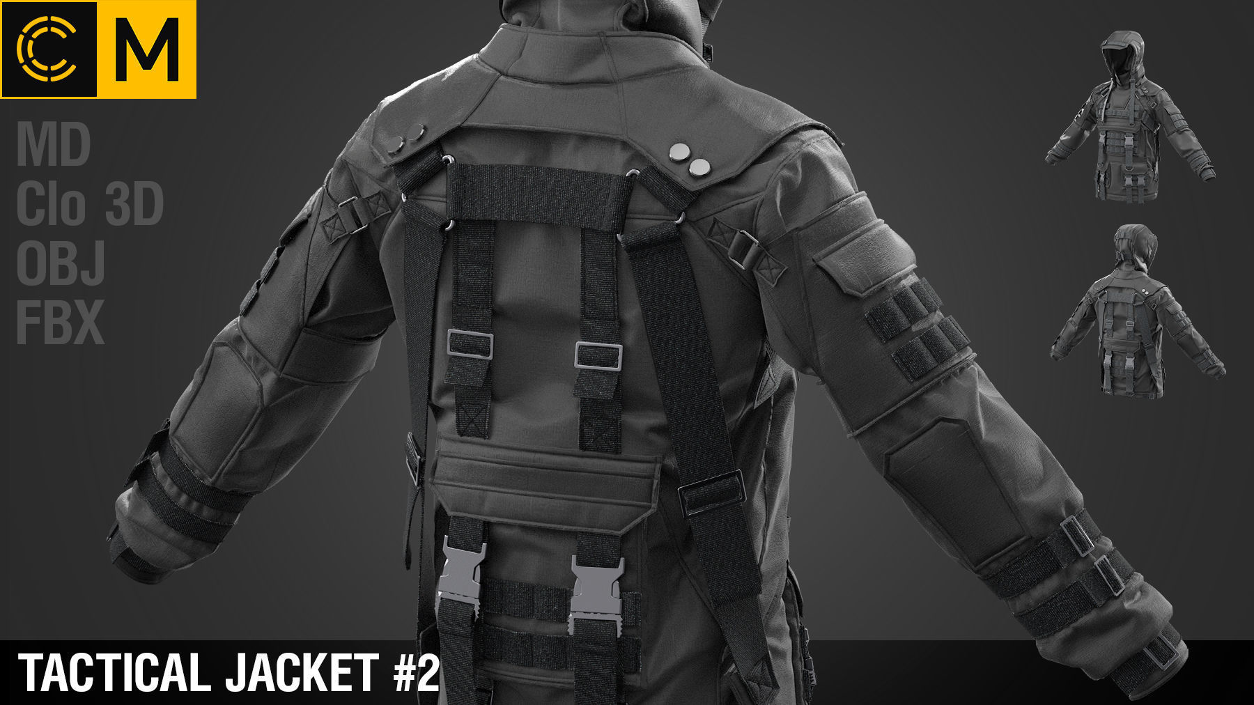 Military tactical jacket  3D model_0