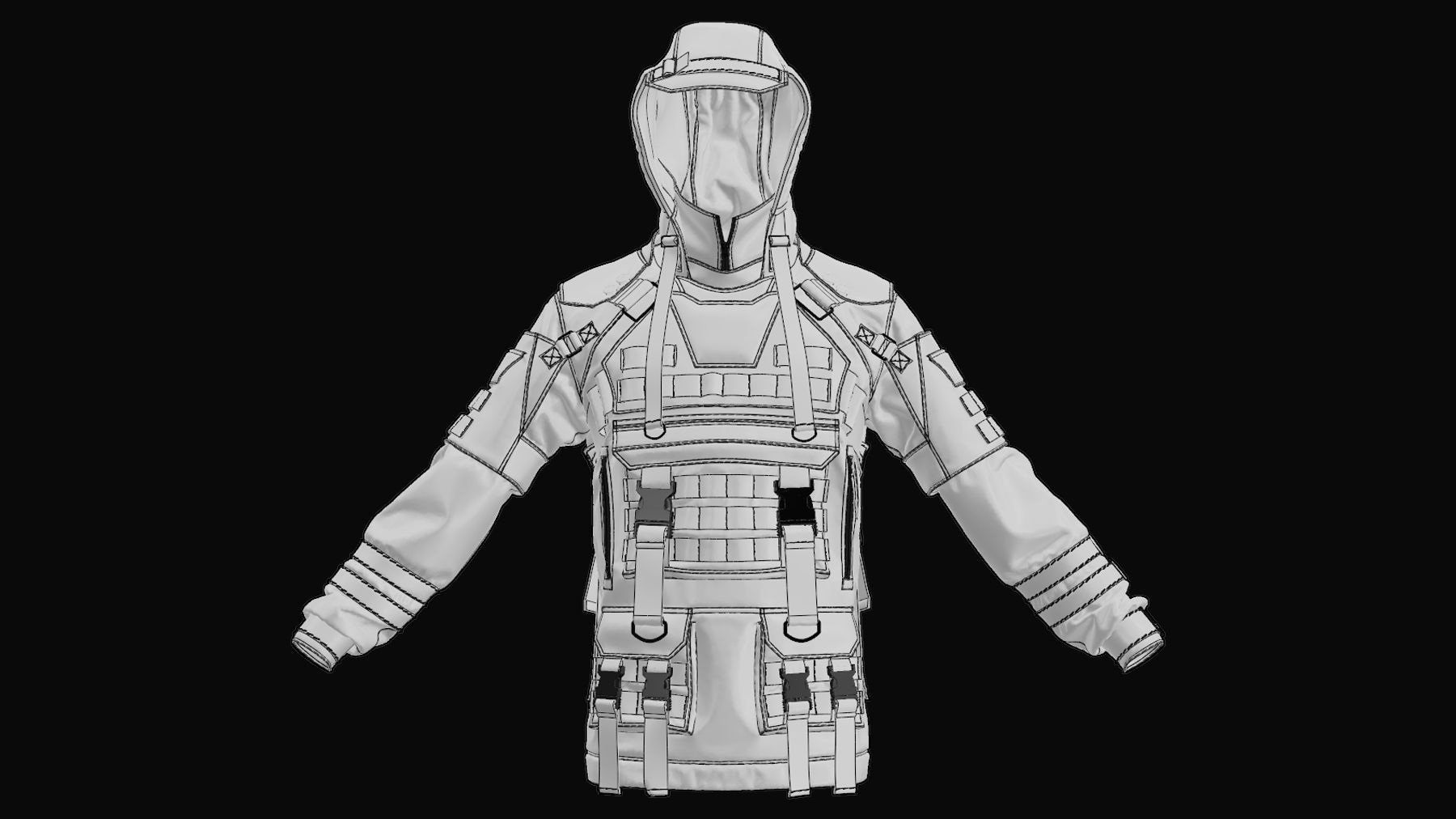 Military tactical jacket  3D model_9