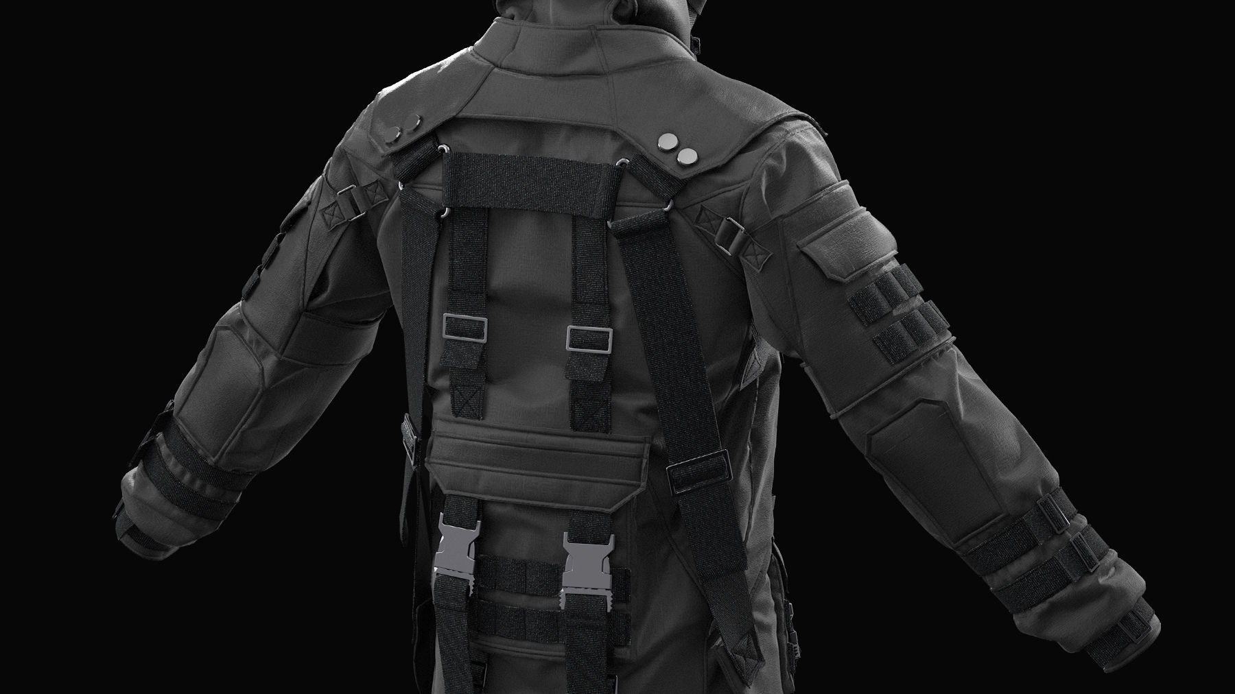Military tactical jacket  3D model_3