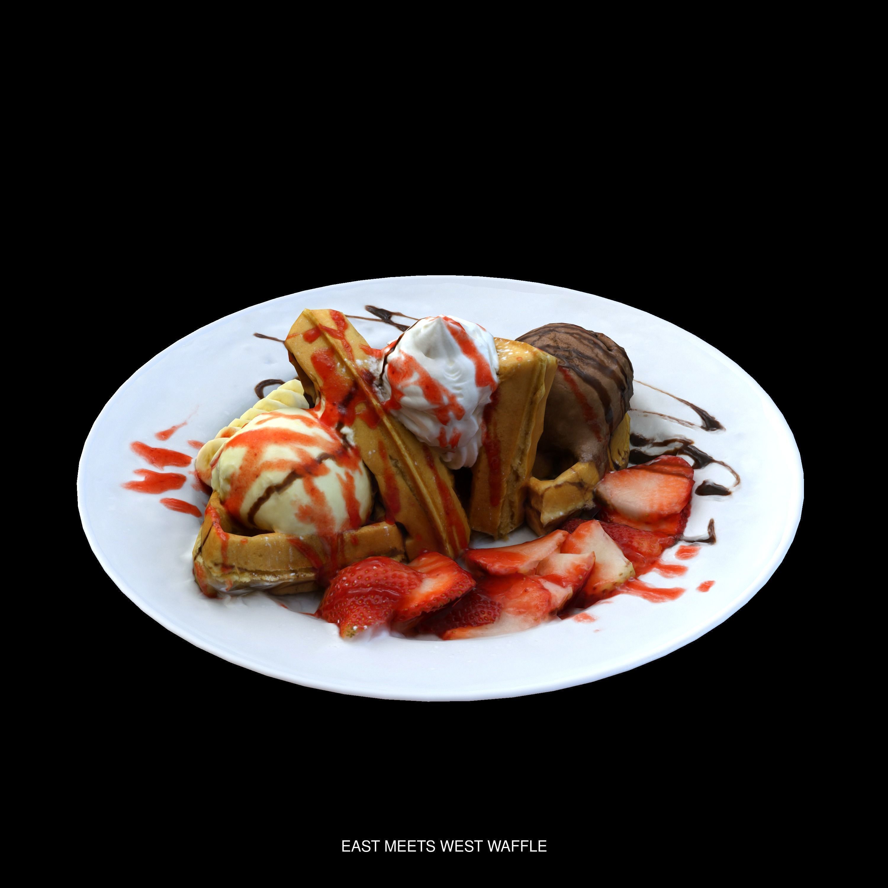 Sweet collection ice cream and coffee on plate _51