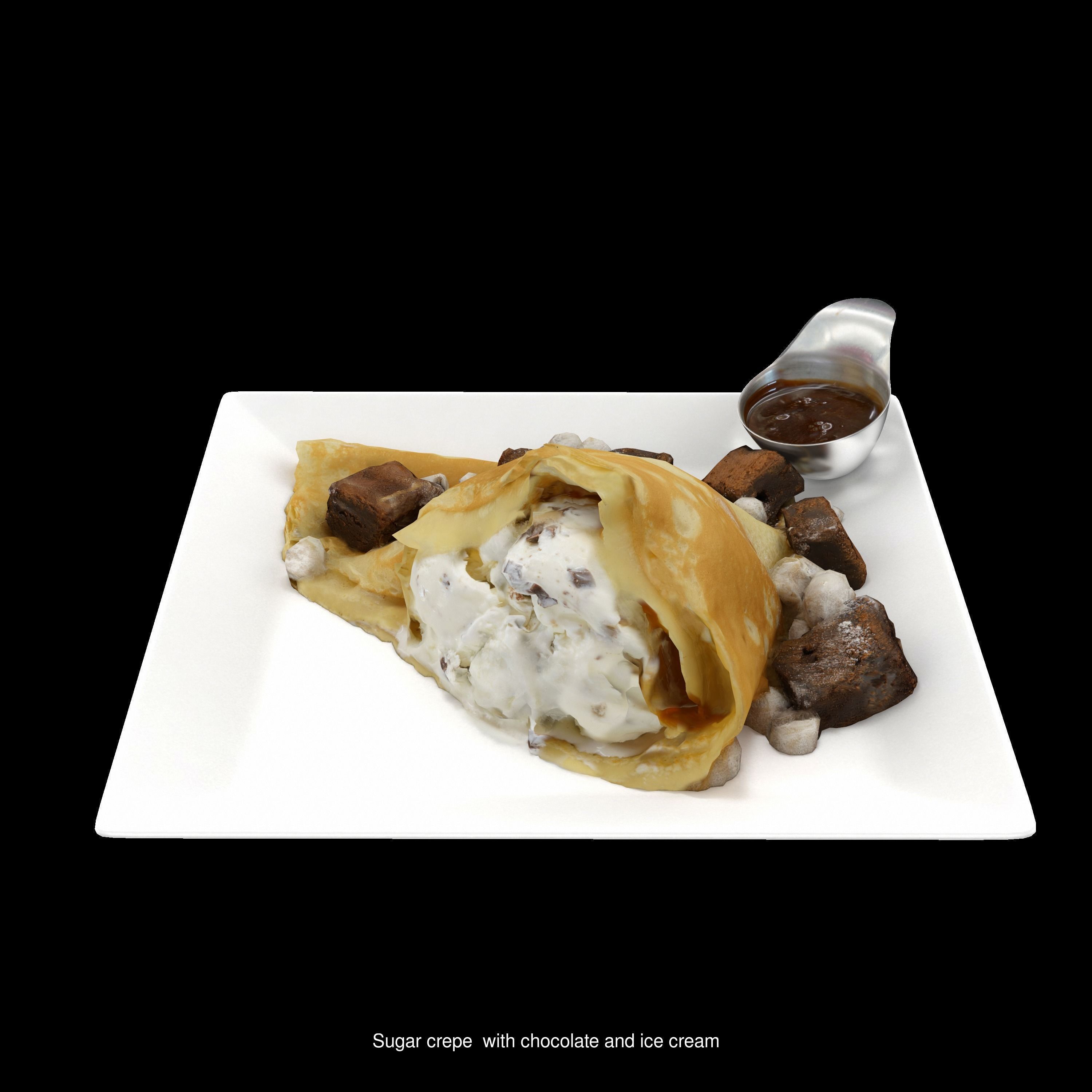 Sweet collection ice cream and coffee on plate _59