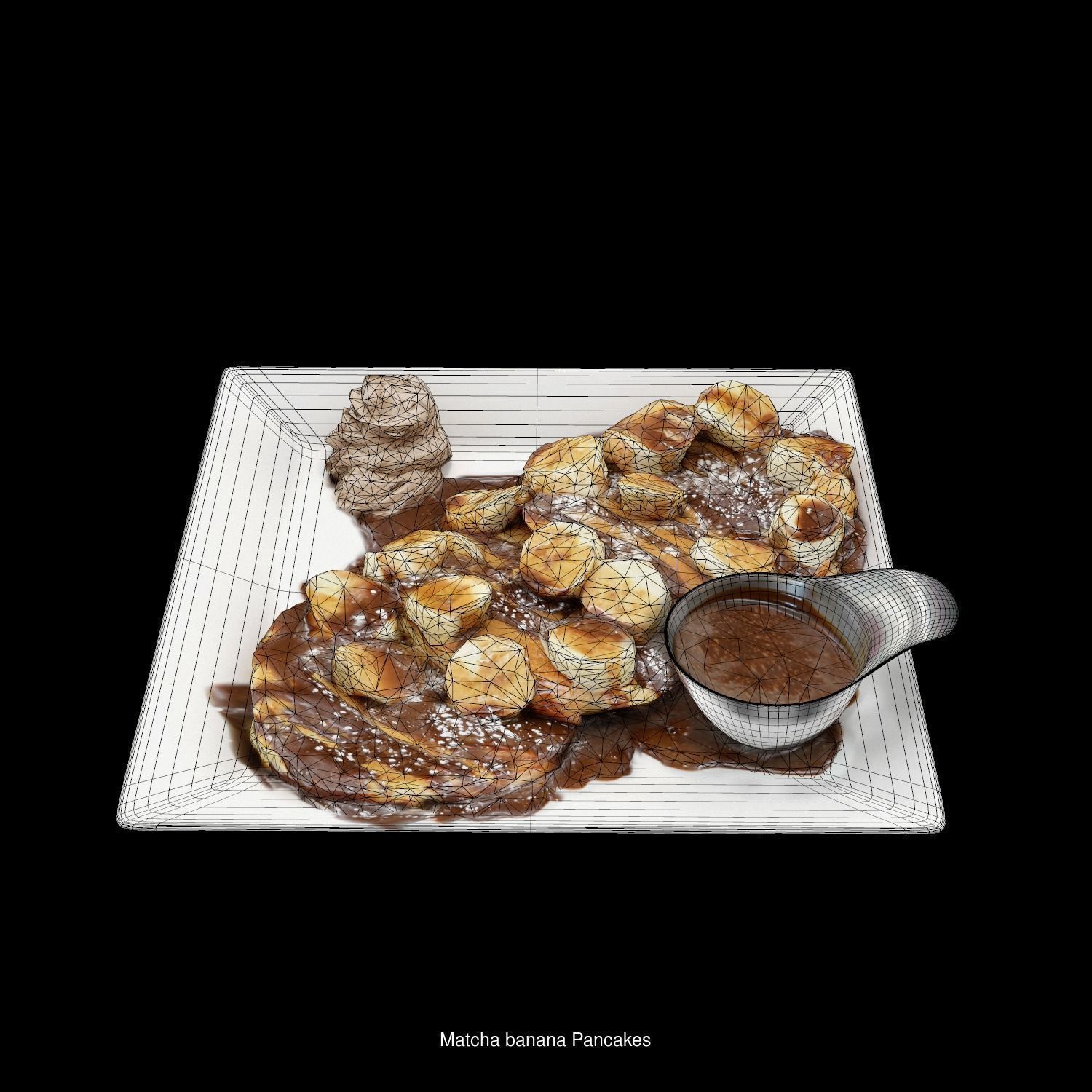 Sweet collection ice cream and coffee on plate _49