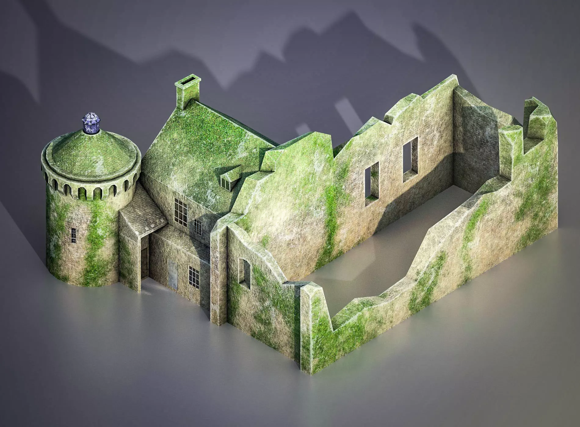 Scotney Castle Low-poly 3D model_0