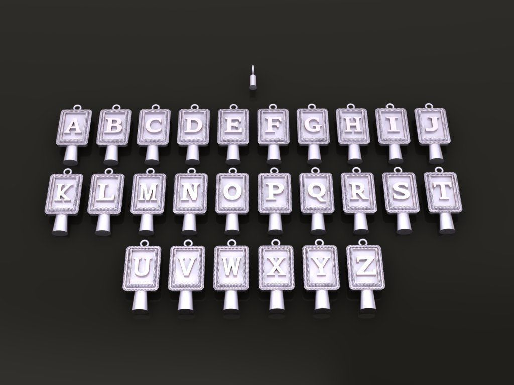 Antique Vintage Style Box Rectangle Letter Frame Pendant STYLE 2 3D print model_2