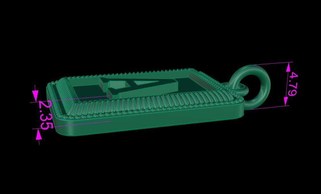 Antique Vintage Style Box Rectangle Letter Frame Pendant STYLE 2 3D print model_10