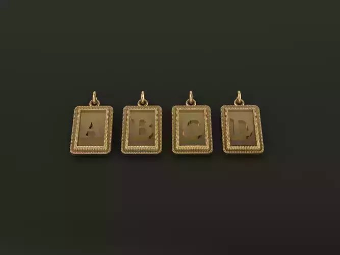 Antique Vintage Style Box Rectangle Letter Frame Pendant STYLE 2