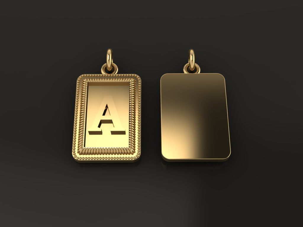 Antique Vintage Style Box Rectangle Letter Frame Pendant STYLE 2 3D print model_6