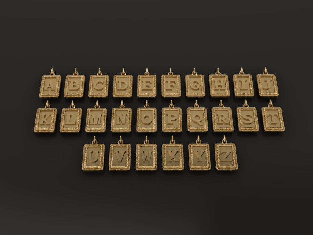 Antique Vintage Style Box Rectangle Letter Frame Pendant STYLE 2 3D print model_1