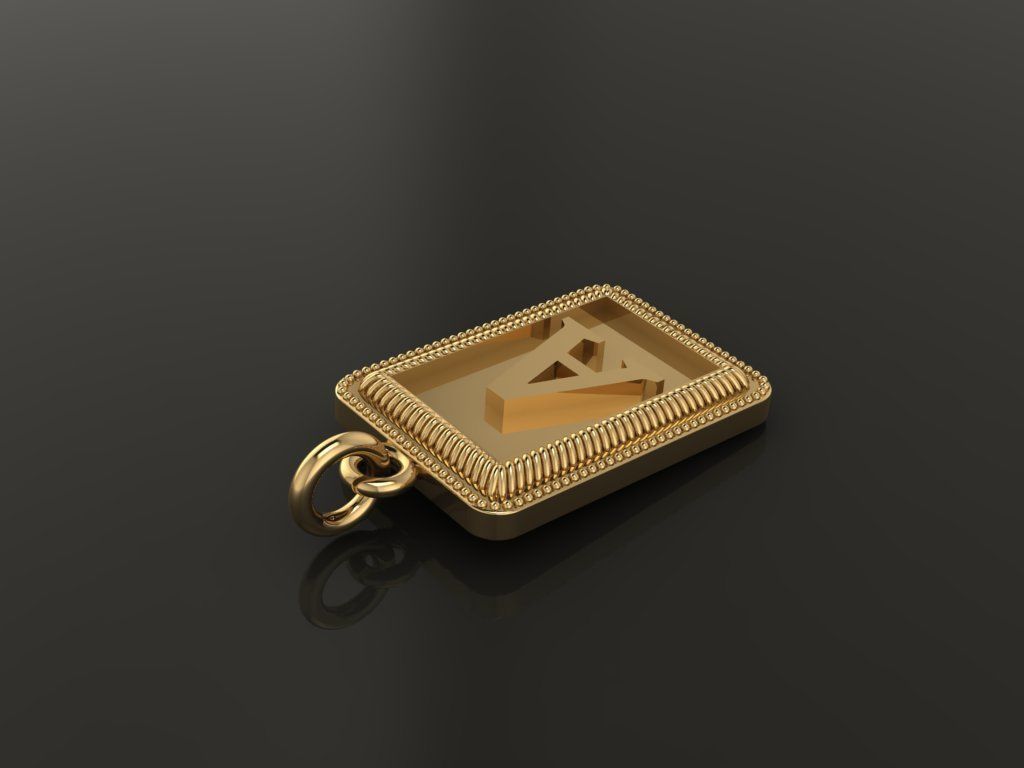 Antique Vintage Style Box Rectangle Letter Frame Pendant STYLE 2 3D print model_5