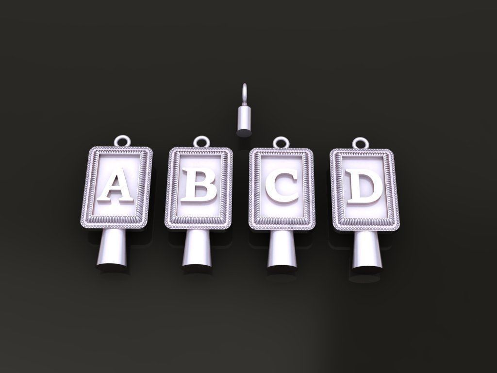 Antique Vintage Style Box Rectangle Letter Frame Pendant STYLE 2 3D print model_3