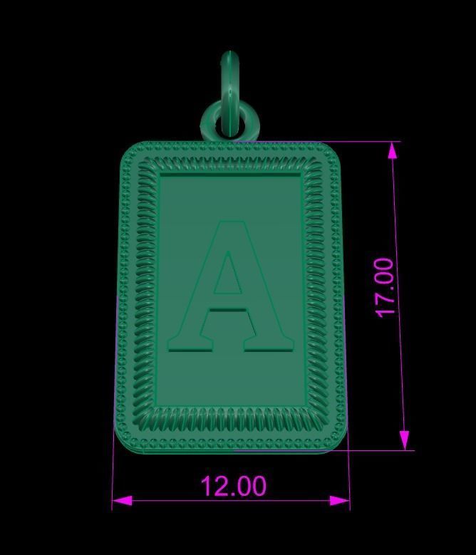 Antique Vintage Style Box Rectangle Letter Frame Pendant STYLE 2 3D print model_11