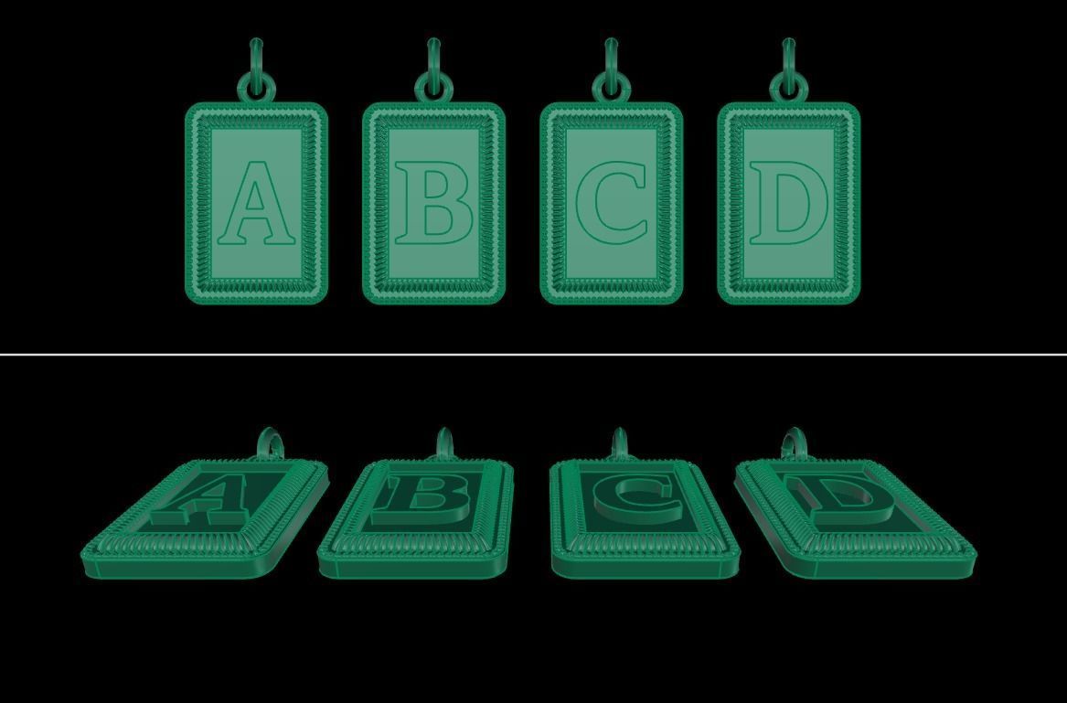 Antique Vintage Style Box Rectangle Letter Frame Pendant STYLE 2 3D print model_12