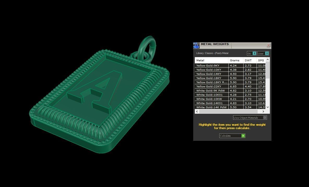 Antique Vintage Style Box Rectangle Letter Frame Pendant STYLE 2 3D print model_9