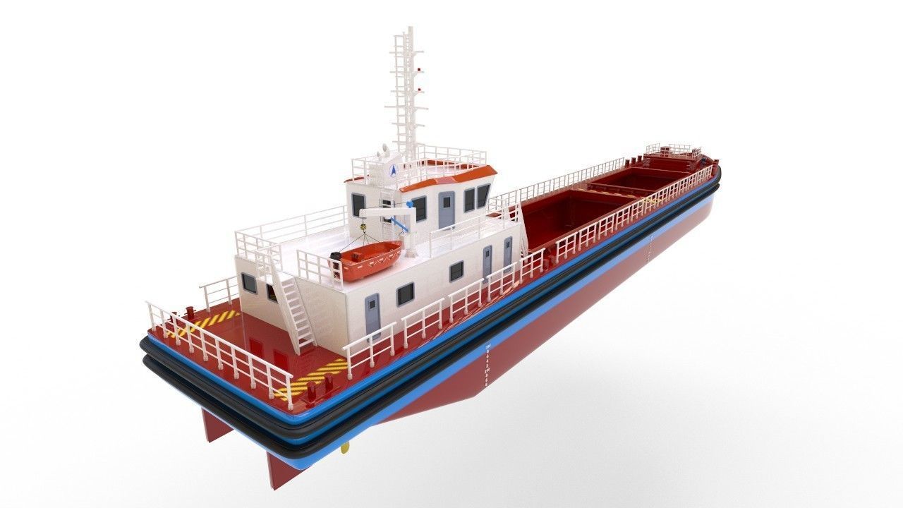 Bulk cargo vessel Low-poly 3D model_3