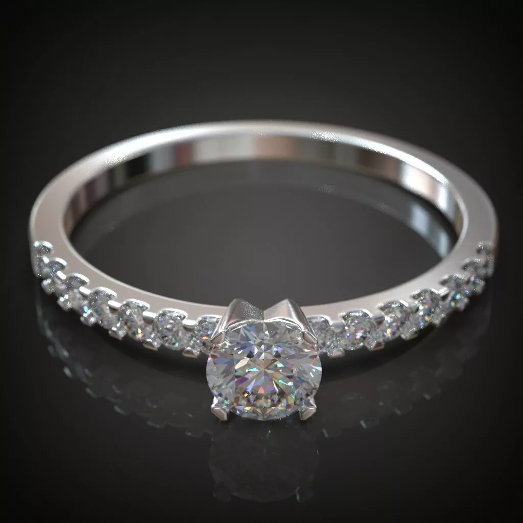 Engagement diamond ring french set lightweight Free 3D print model