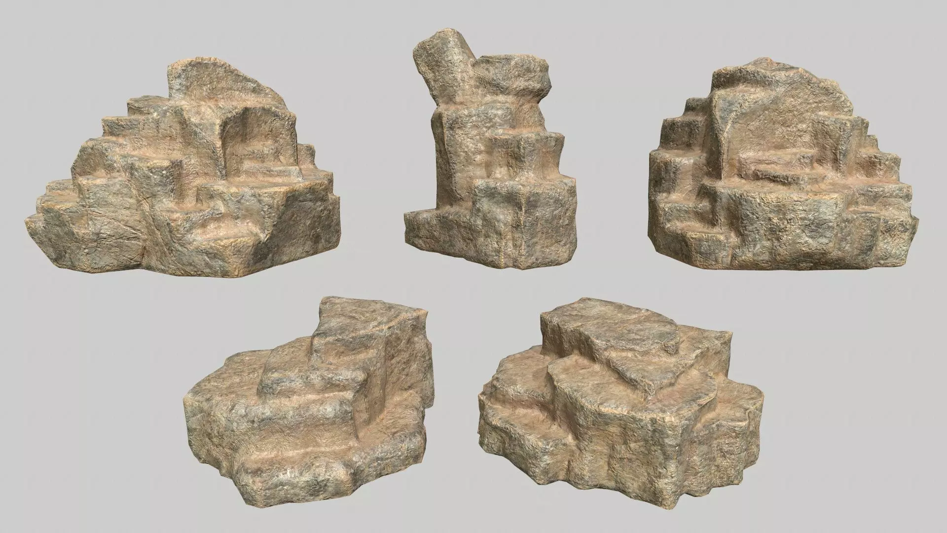 Rock Set Low-poly 3D model_0